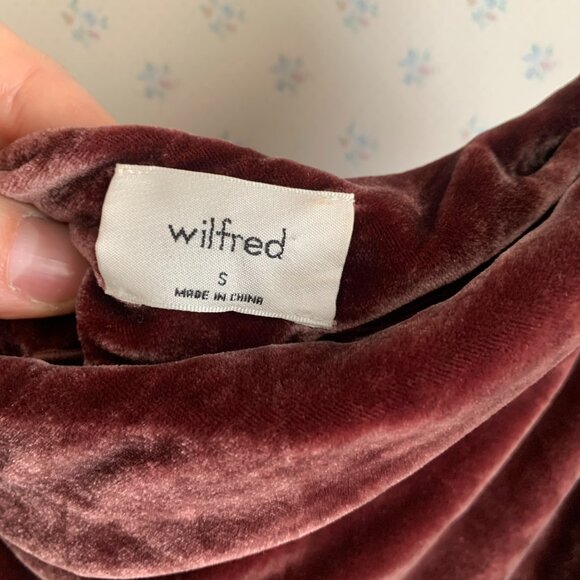 Aritzia Wilfred Spritz dress Pink Truffle Velvet Silk Midi Dress Size S - Picture 4 of 9